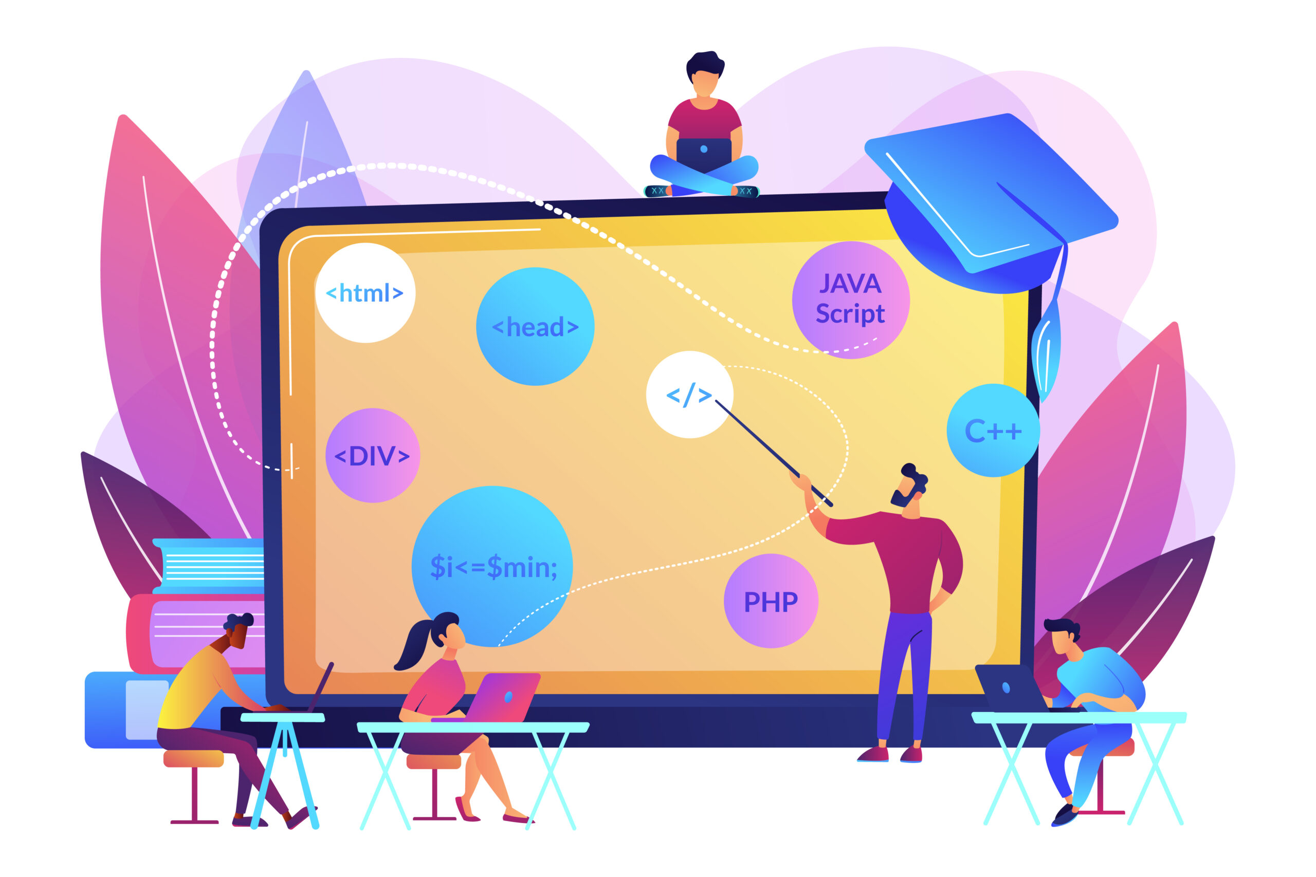 Coding workshop concept vector illustration